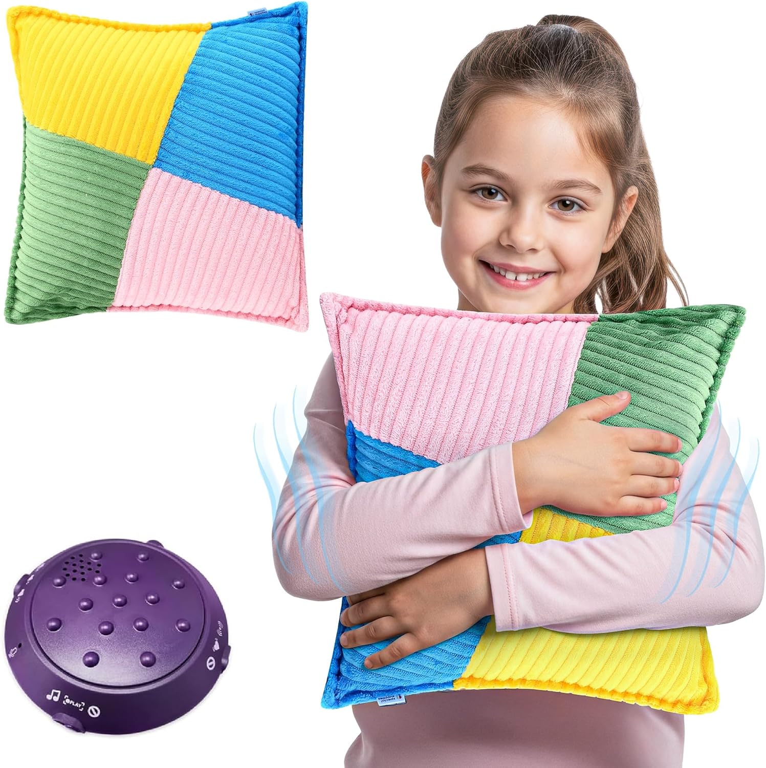 Cojín con vibración de 4 colores, tela con textura (acanalada) y suave