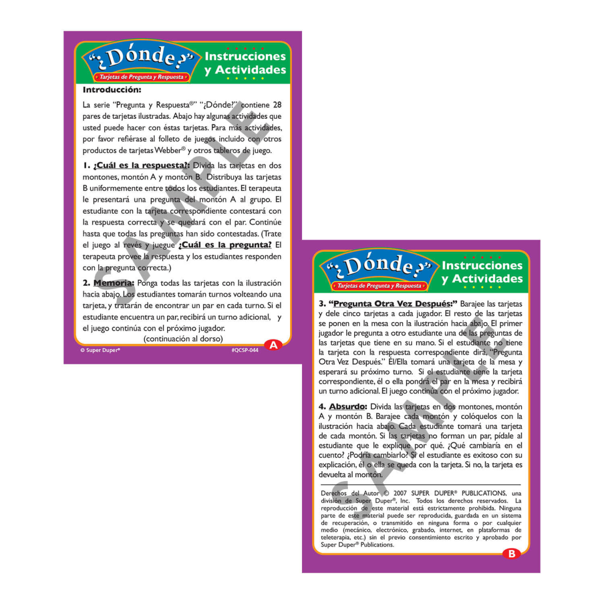 Tarjetas de Pregunta (¿Dónde?) Super Duper - Imagen 3