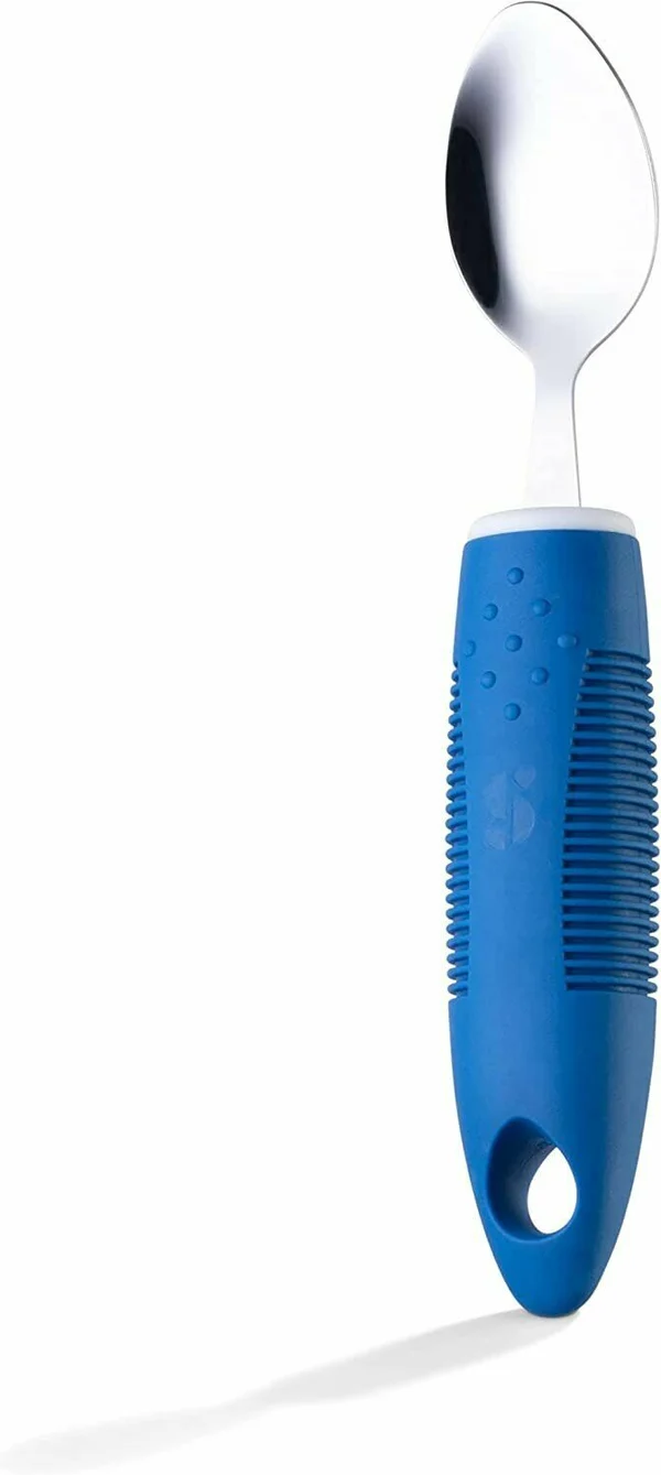 Set de cubiertos adaptados azules de fácil agarre – acero inoxidable - Imagen 4